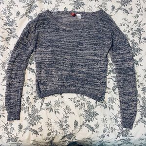 Purple grey marbled light weight cropped sweater